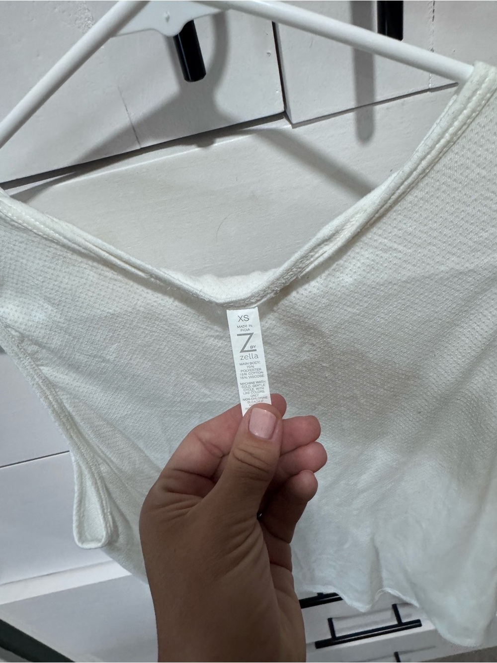 Zella White Ribbed Cropped Tank